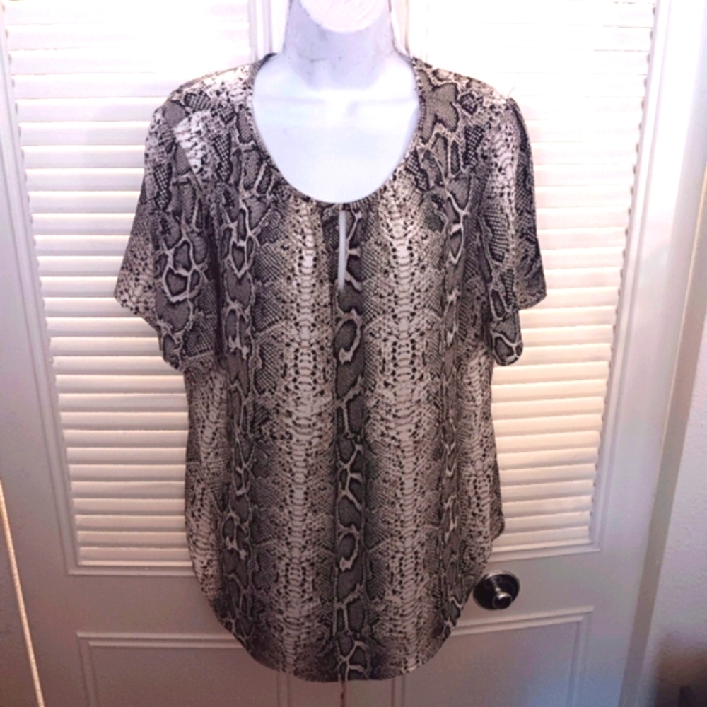 Van Heusen Snake Print Blouse - Black and Gray
